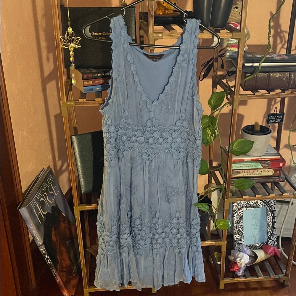 Ranna Gill Anthropologie Light Blue Lace Midi Dress